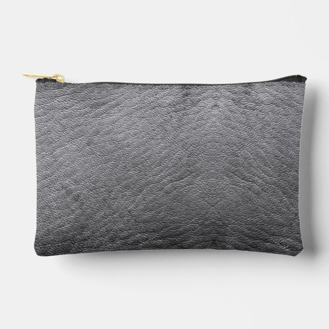 Faux Grey Leather Accessory Pouch (Front)