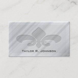 Faux Grey Marble Fleur de Lis Business Card