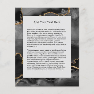 Faux Grey Marbled Agate Golden Glitter Black Stone Flyer