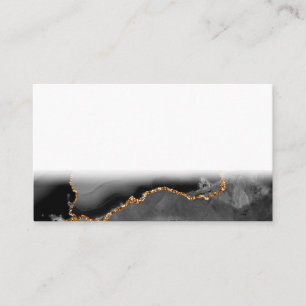 Faux Grey Marbled Agate Golden Glitter Black Stone Loyalty Card