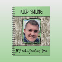 Faux grey wood effect keep smiling photo green