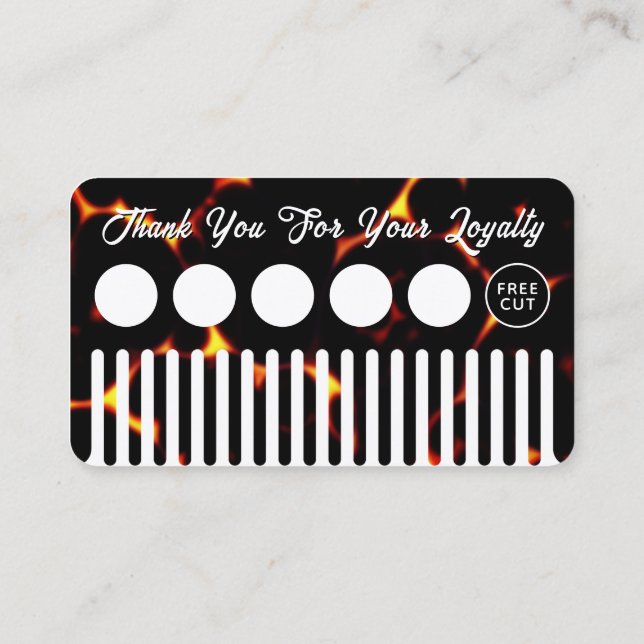 Faux hair comb looking hair salon loyalty card (Back)