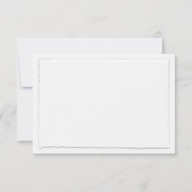 Faux Hand Torn Deckle Edge Horizontal RSVP Card (Front)