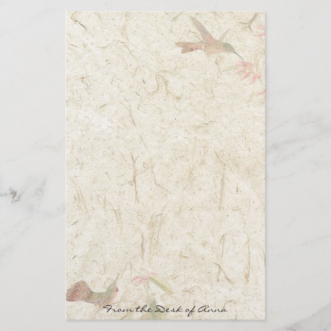 Faux Handmade Paper Hummingbird Birds Wildlife (Front)