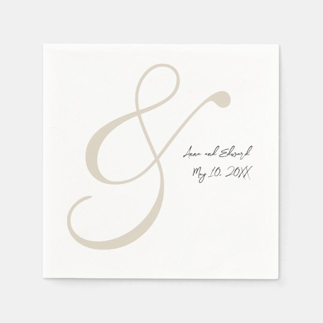 Faux Handwritten Notes Wedding Paper Napkins (Front)