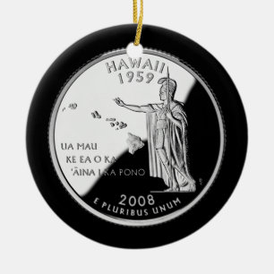 Faux Hawaii State Quarter Ceramic Tree Decoration