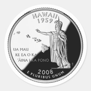 Faux Hawaii State Quarter Classic Round Sticker
