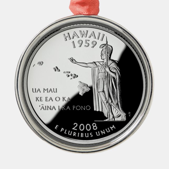 Faux Hawaii State Quarter Metal Tree Decoration (Front)