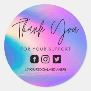 Faux Holo Custom Thank You Business Classic Round Classic Round Sticker