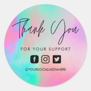 Faux Holo Custom Thank You Business Classic Round  Classic Round Sticker