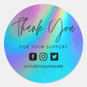 Faux Holo Custom Thank You Business Classic Round Classic Round Sticker