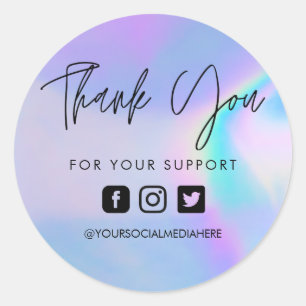 Faux Holo Custom Thank You Business Classic Round  Sticker