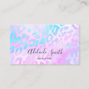 faux holograph leopard skin business card