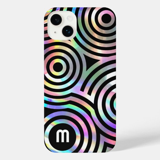 faux holographic abstract circles  iPhone 14 plus  iPhone Case (Back)