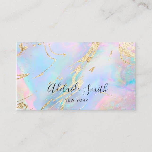 FAUX holographic abstract pastel colours Business Card (Front)