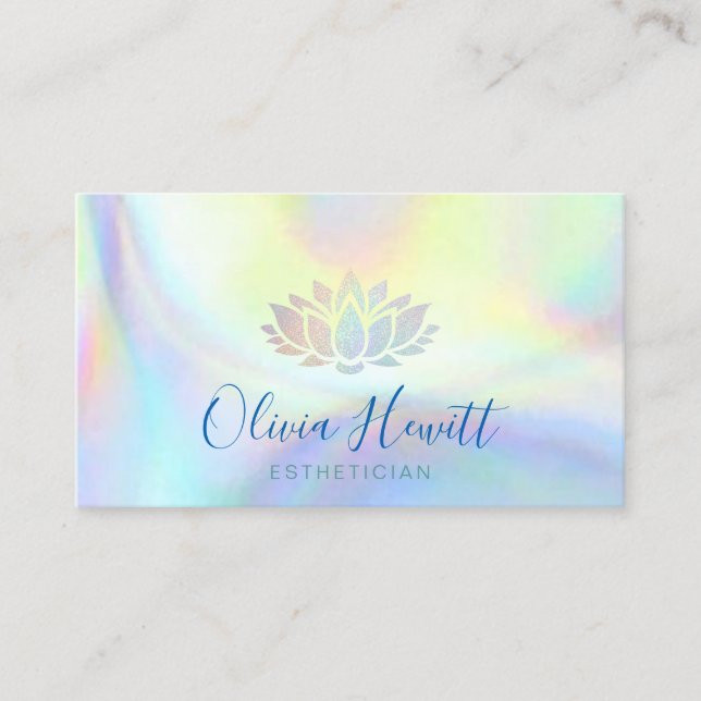 FAUX holographic background aesthetician Business Card (Front)