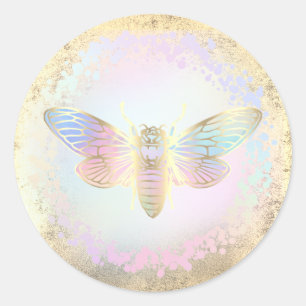 faux holographic bug logo classic round sticker