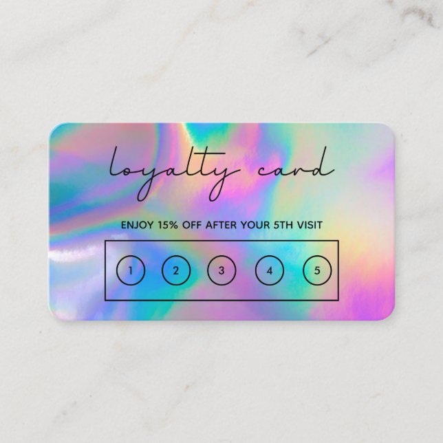 Faux Holographic Calligraphy Loyalty Card (Front)