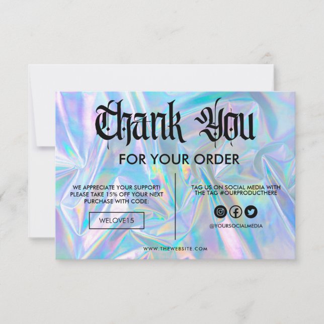 Faux Holographic Colour Thank you Media Insert (Front)