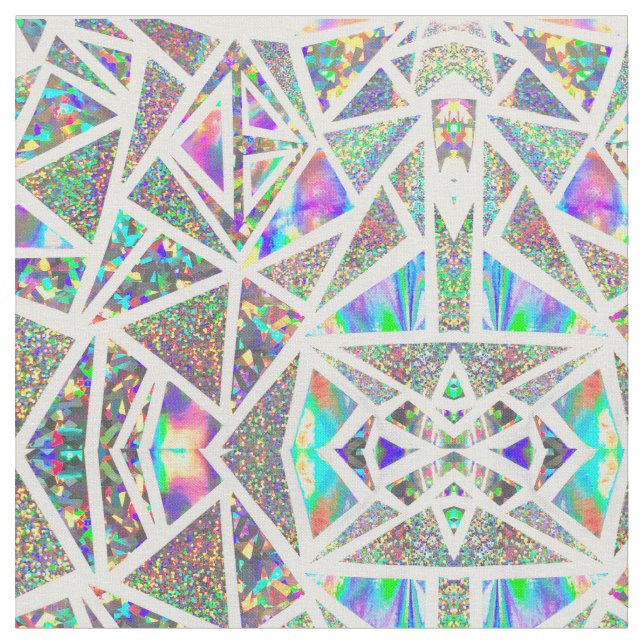 Faux Holographic Geometric Pattern Fabric (Close Up)