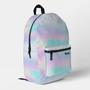 faux holographic glass effect printed backpack
