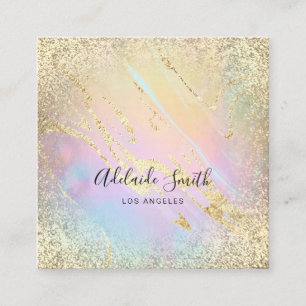 FAUX holographic glitter elegant design Square Business Card