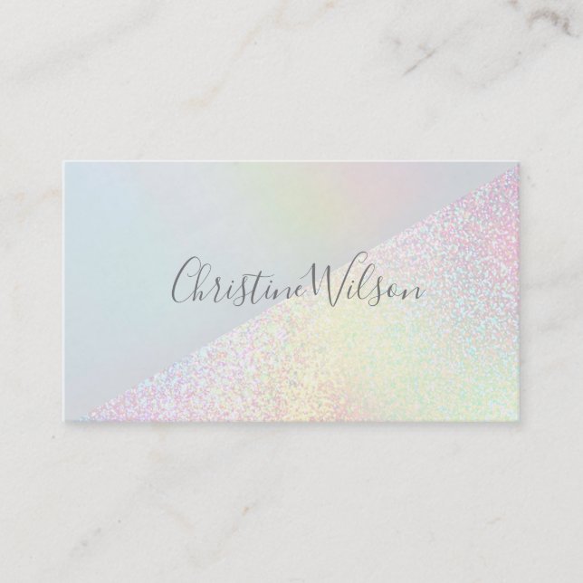 faux holographic glitter geometric design business card (Front)