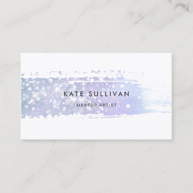 faux holographic glitter paint stroke business card (Front)