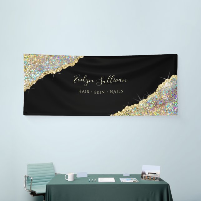 Faux Holographic Gold Glitter Banner (Tradeshow)