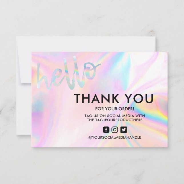 Faux Holographic Hello Thank you Media Insert (Front)