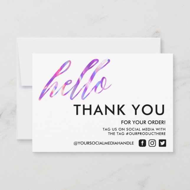 Faux Holographic Hello Thank you Media Insert (Front)
