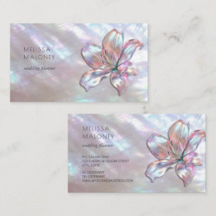 FAUX Holographic Iridescent Lily Business Card