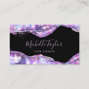 faux holographic iridescent opal stone elegant bus business card