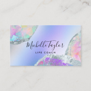 faux holographic iridescent opal stone elegant bus business card