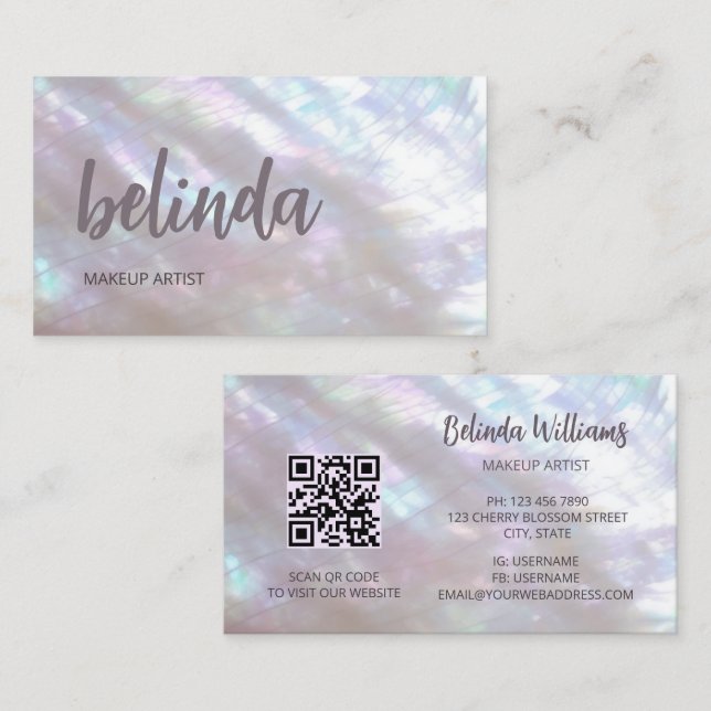 FAUX | Holographic Makeup Artist Business Card (Front/Back)