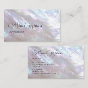FAUX Holographic Makeup Artist Calligraphy Business Card