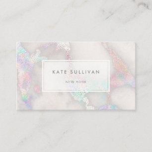 faux holographic marble design business card