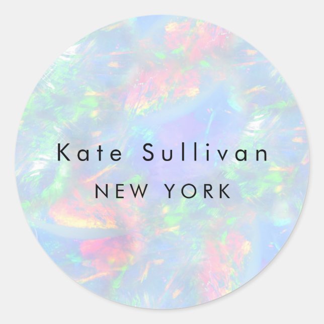 faux holographic opal design classic round sticker (Front)