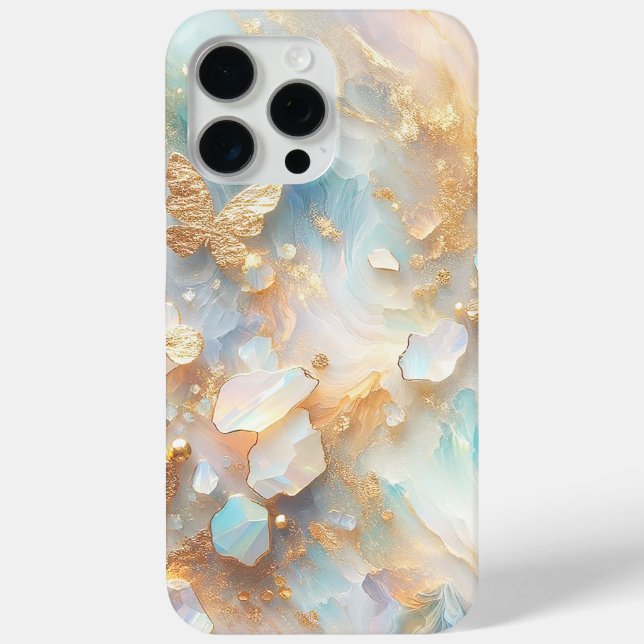 Faux Holographic Opal Moonstone Gold Butterfly Case-Mate iPhone Case (Back)