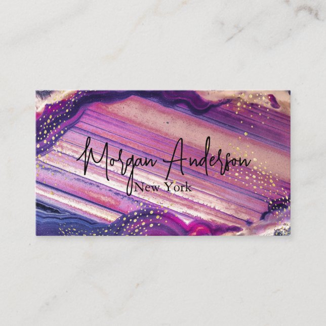 Faux holographic opal stone Personalised  Business Card (Front)