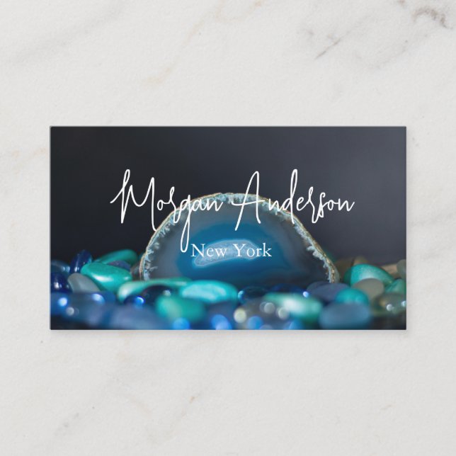 Faux holographic opal stone Personalized  Business Card (Front)