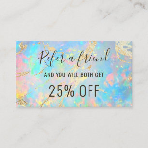 FAUX holographic opal stone texture referral Business Card