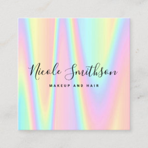 faux holographic pastel  square business card
