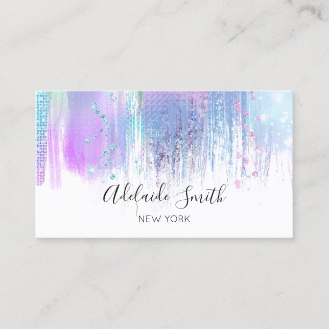 FAUX holographic purple paint strokes Business Card (Front)