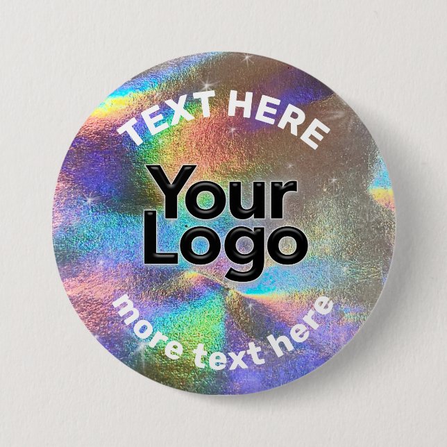 Faux Holographic Rainbow Glitter Business Logo DIY 7.5 Cm Round Badge (Front)