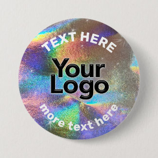 Faux Holographic Rainbow Glitter Business Logo DIY 7.5 Cm Round Badge