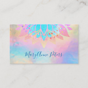 •FAUX holographic rainbow pastel colours Business Card