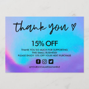 Faux Holographic Thank You Heart Invitation