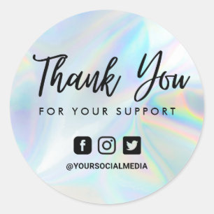 Faux Holographic Thank You Social Media Classic Round Sticker