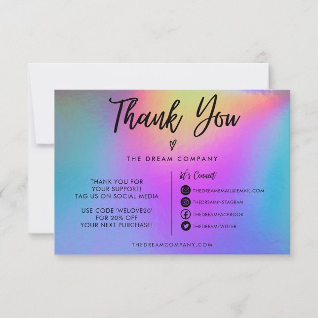 Faux Holographic Thank you Social Media Insert (Front)